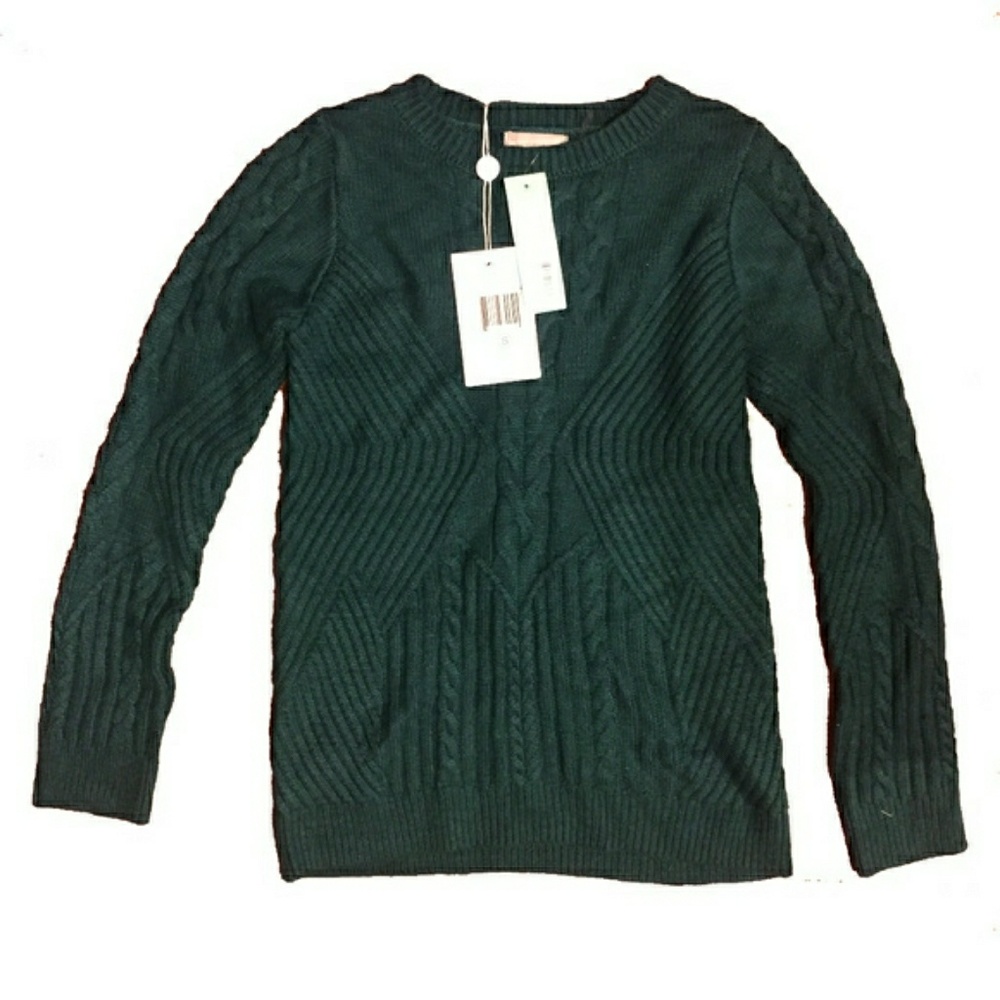 Evolution green cable knit sweater